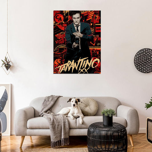Quentin Tarantino Movie Director Camera Gun Cool Art Artwork Wall Art Print Poster
