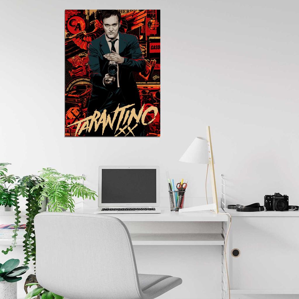 Quentin Tarantino Movie Director Camera Gun Cool Art Artwork Wall Art Print Poster