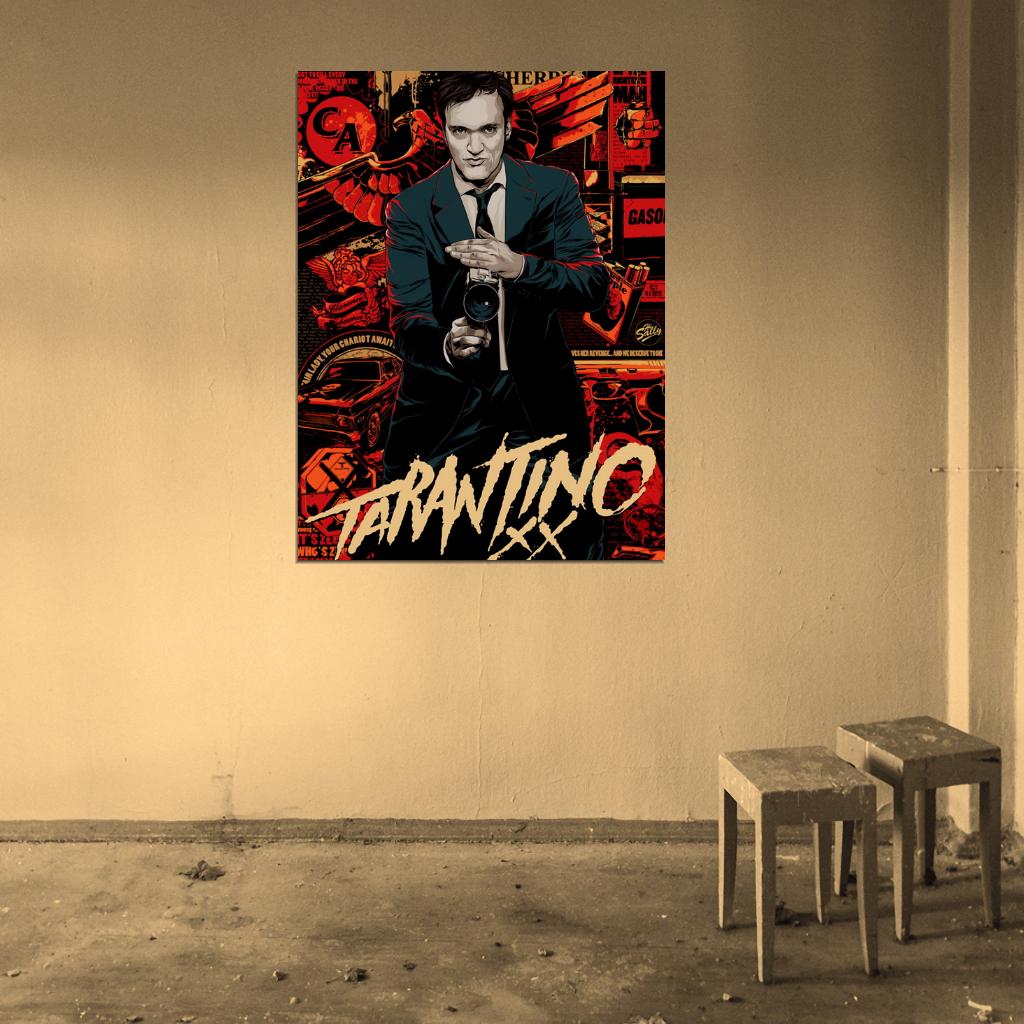 Quentin Tarantino Movie Director Camera Gun Cool Art Artwork Wall Art Print Poster