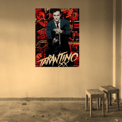 Quentin Tarantino Movie Director Camera Gun Cool Art Artwork Wall Art Print Poster