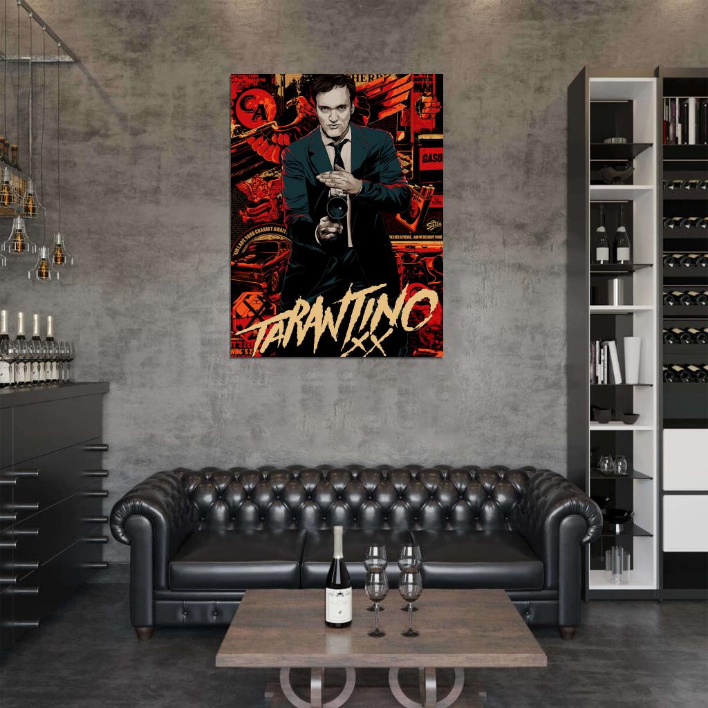 Quentin Tarantino Movie Director Camera Gun Cool Art Artwork Wall Art Print Poster