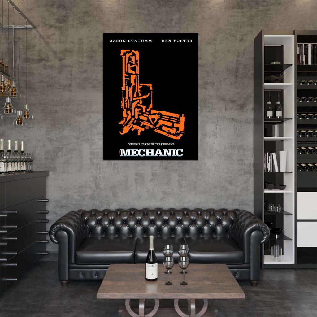 The Mechanic Movie Jason Statham Guns Weapons Cool Art Artwork Wall Art Print Poster