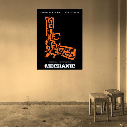 The Mechanic Movie Jason Statham Guns Weapons Cool Art Artwork Wall Art Print Poster