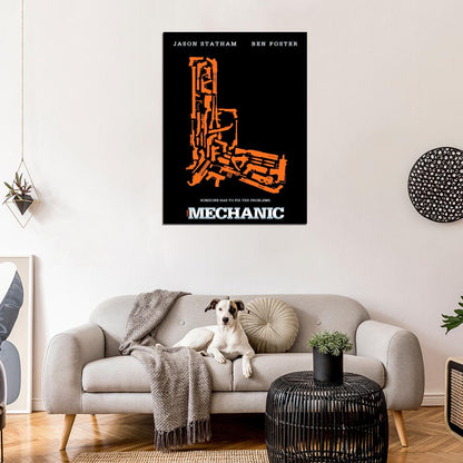 The Mechanic Movie Jason Statham Guns Weapons Cool Art Artwork Wall Art Print Poster