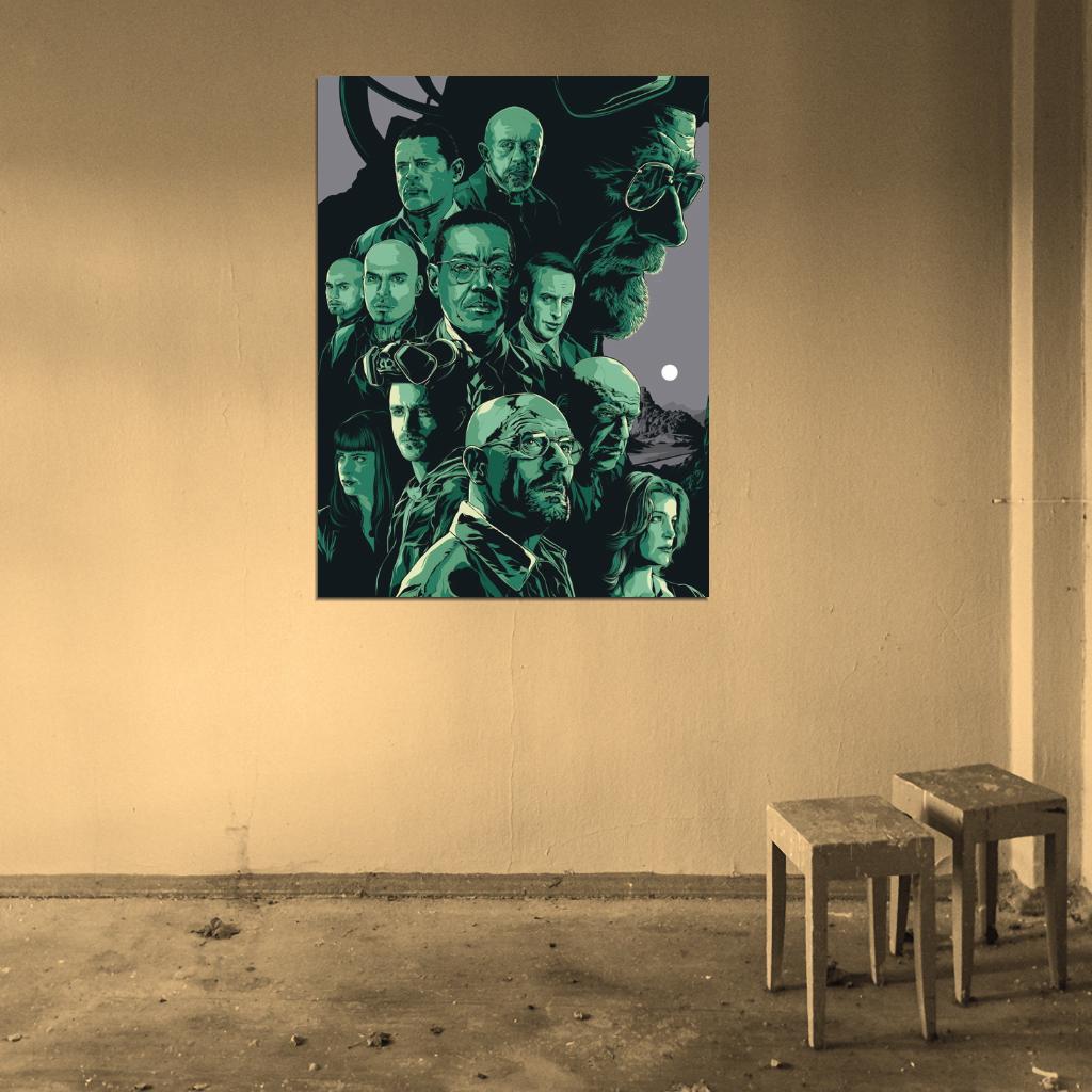 Braking Bad Cast Characters TV Series Cool Art Artwork Wall Art Print Poster