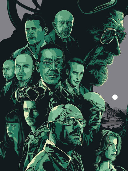 Braking Bad Cast Characters TV Series Cool Art Artwork Wall Art Print Poster