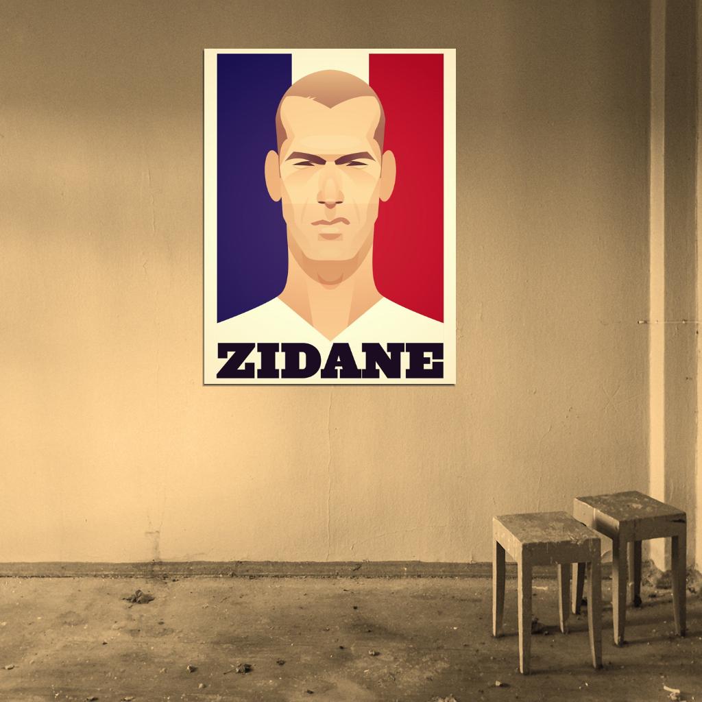 Zinedine Zidane Portrait Soccer Football Cool Art Artwork Wall Art Print Poster
