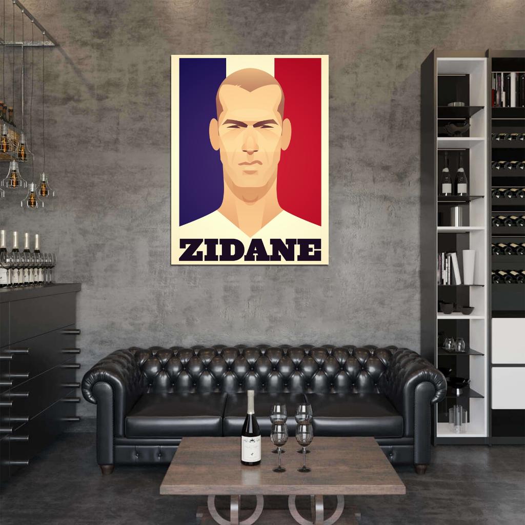 Zinedine Zidane Portrait Soccer Football Cool Art Artwork Wall Art Print Poster