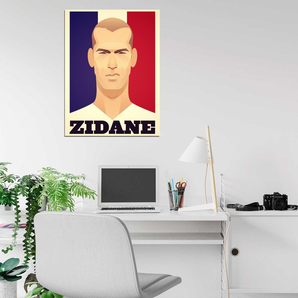 Zinedine Zidane Portrait Soccer Football Cool Art Artwork Wall Art Print Poster