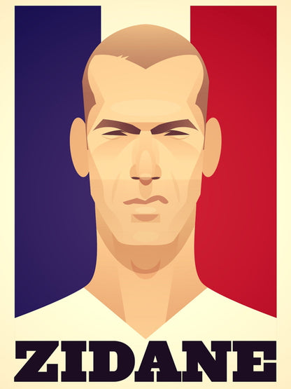 Zinedine Zidane Portrait Soccer Football Cool Art Artwork Wall Art Print Poster