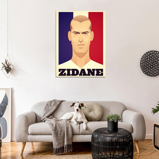 Zinedine Zidane Portrait Soccer Football Cool Art Artwork Wall Art Print Poster