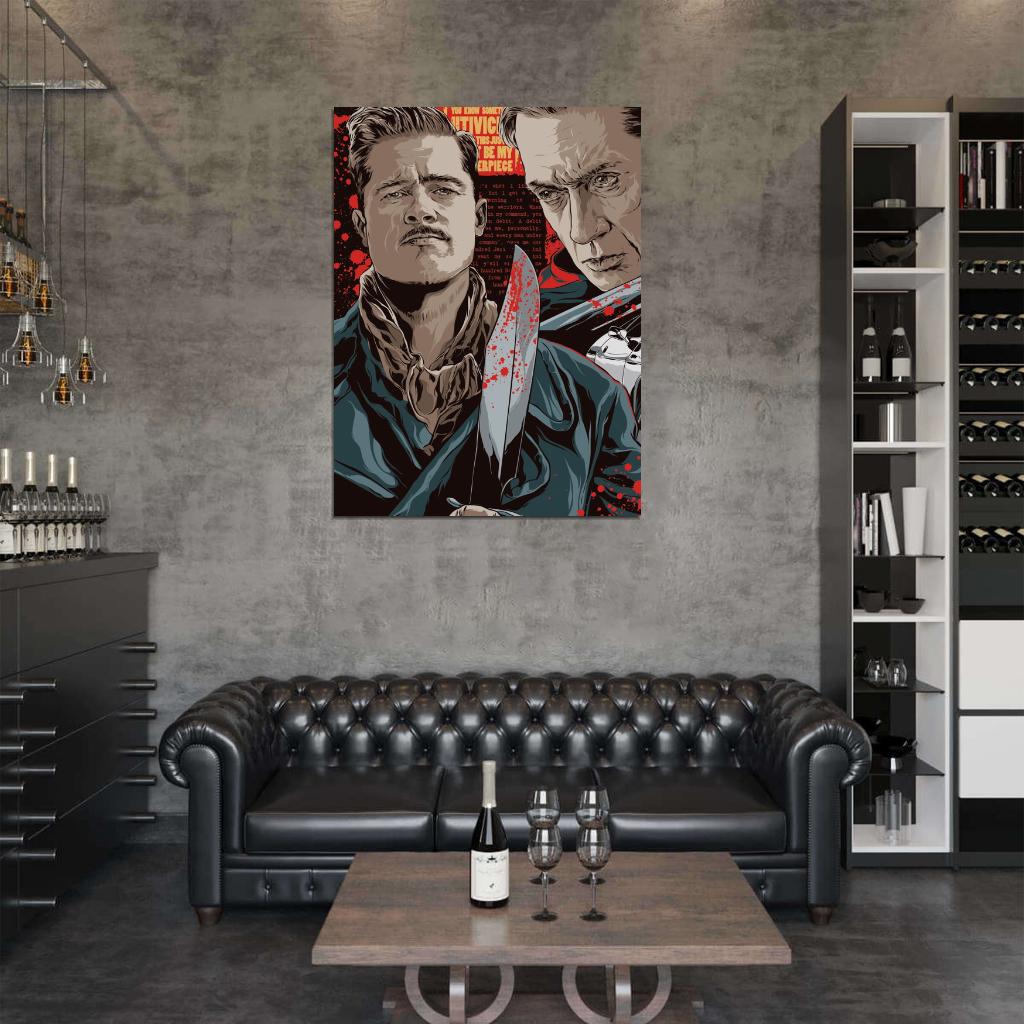 Inglourious Basterds Movie Aldo Raine Apache Hans Landa Knife Cool Art Artwork Wall Art Print Poster
