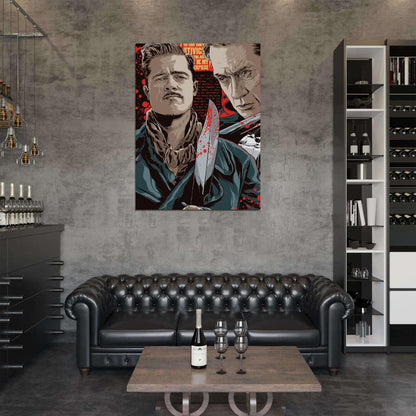 Inglourious Basterds Movie Aldo Raine Apache Hans Landa Knife Cool Art Artwork Wall Art Print Poster