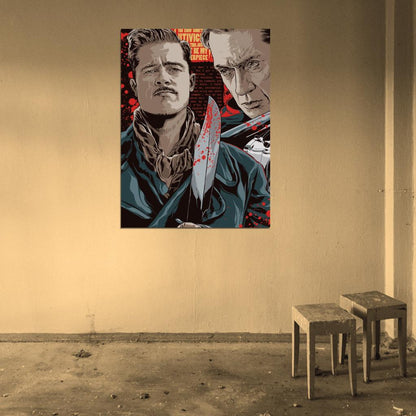 Inglourious Basterds Movie Aldo Raine Apache Hans Landa Knife Cool Art Artwork Wall Art Print Poster