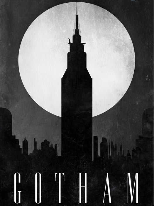 Gotham City Skyline Dark Knight Movie Night Moon Cool Art Artwork Wall Art Print Poster