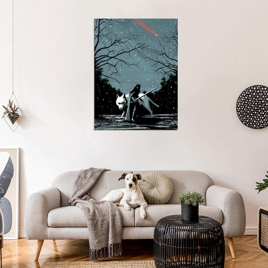 Jon Snow A Song of Ice and Fire Game of Thrones Wolf Winter Cool Art Artwork Wall Art Print Poster