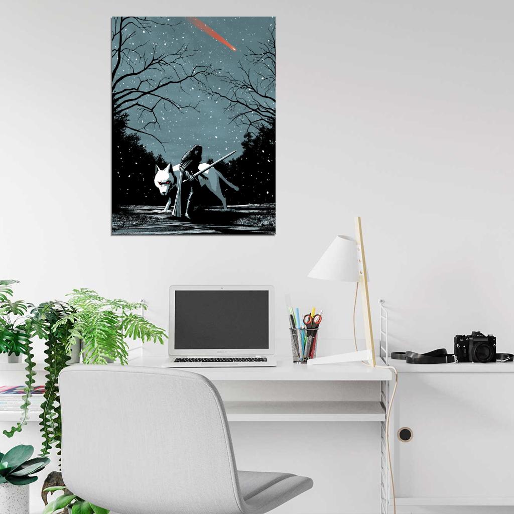 Jon Snow A Song of Ice and Fire Game of Thrones Wolf Winter Cool Art Artwork Wall Art Print Poster