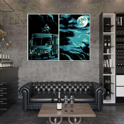 Teen Wolf Night Werewolf Moon Wolfmobile Cool Art Artwork Wall Art Print Poster