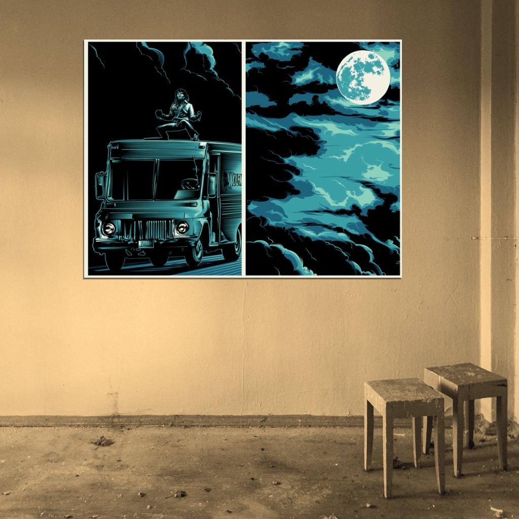 Teen Wolf Night Werewolf Moon Wolfmobile Cool Art Artwork Wall Art Print Poster