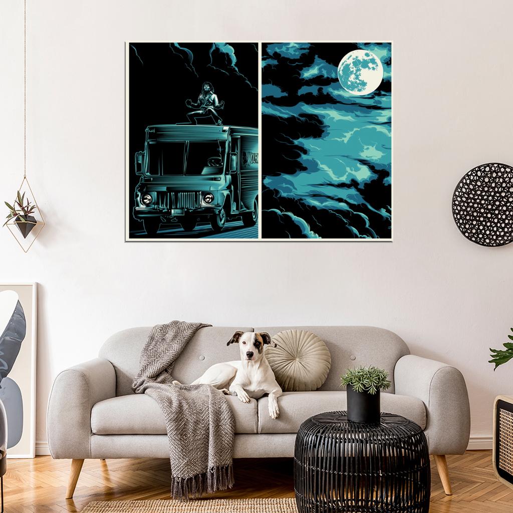 Teen Wolf Night Werewolf Moon Wolfmobile Cool Art Artwork Wall Art Print Poster
