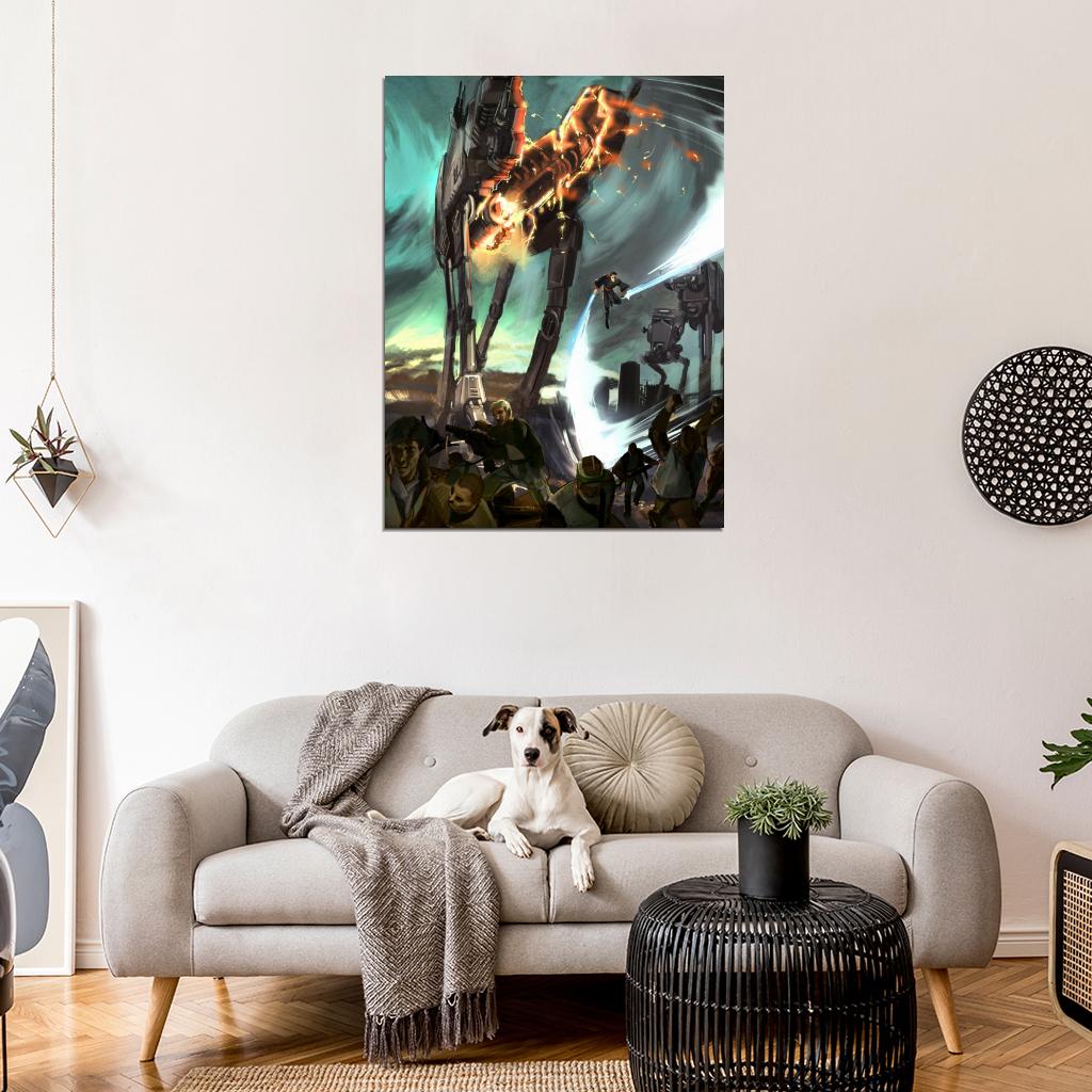 Star Wars Jedi Lightsaber AT-AT Walkers Epic Battle Art Wall Art Print Poster