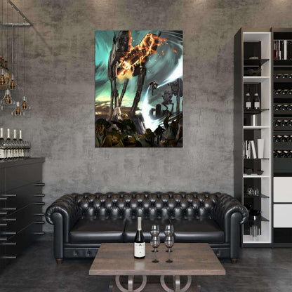 Star Wars Jedi Lightsaber AT-AT Walkers Epic Battle Art Wall Art Print Poster