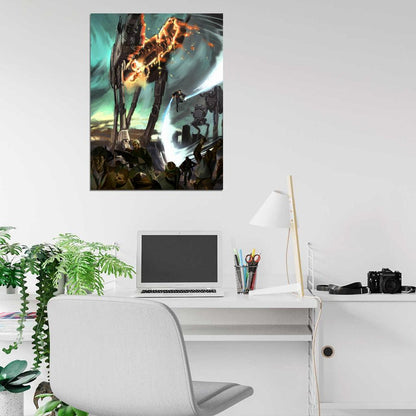 Star Wars Jedi Lightsaber AT-AT Walkers Epic Battle Art Wall Art Print Poster
