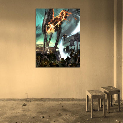 Star Wars Jedi Lightsaber AT-AT Walkers Epic Battle Art Wall Art Print Poster
