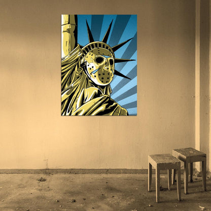 Democracy Goaltender Hockey Goalie Mask Jason Voorhees Cool Pop Art Wall Art Print Poster