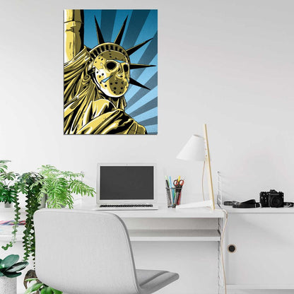 Democracy Goaltender Hockey Goalie Mask Jason Voorhees Cool Pop Art Wall Art Print Poster