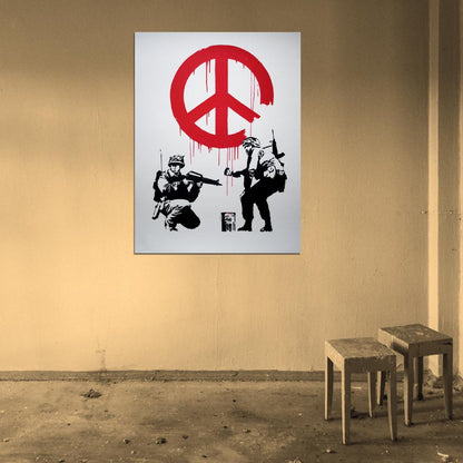 Banksy Peace Sign Soldiers Pacifism Graffiti Street Art Wall Art Print Poster