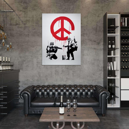 Banksy Peace Sign Soldiers Pacifism Graffiti Street Art Wall Art Print Poster