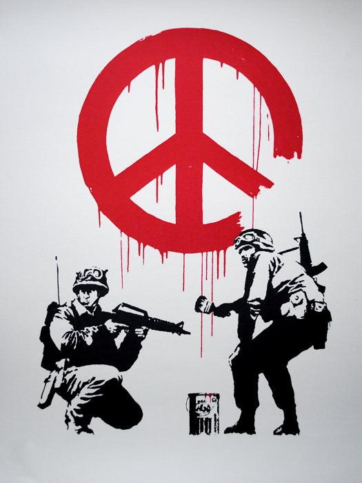 Banksy Peace Sign Soldiers Pacifism Graffiti Street Art Wall Art Print Poster