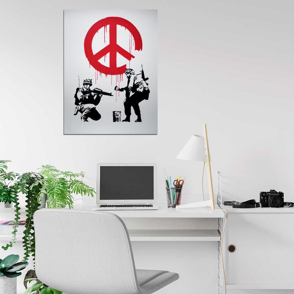 Banksy Peace Sign Soldiers Pacifism Graffiti Street Art Wall Art Print Poster