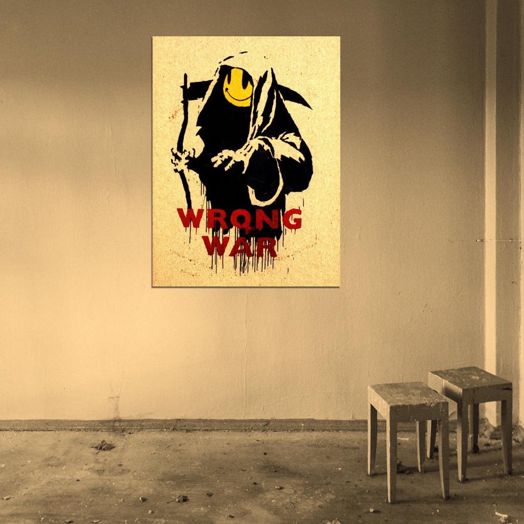 Banksy Wrong War Death Smilie Graffiti Street Art Wall Art Print Poster