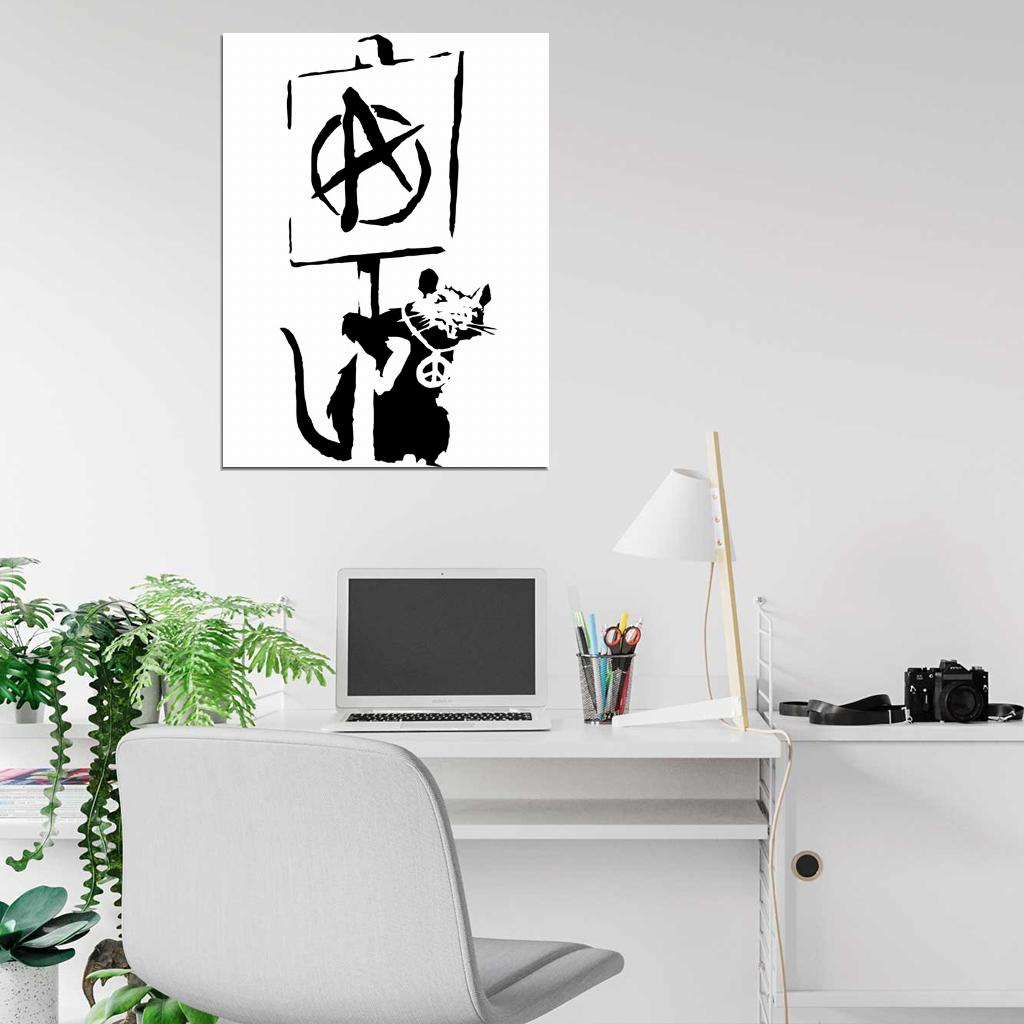 Banksy Rat Anarchy Pacifism Cool Graffiti Street Art Wall Art Print Poster