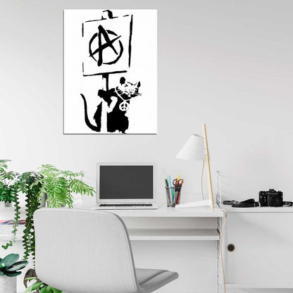 Banksy Rat Anarchy Pacifism Cool Graffiti Street Art Wall Art Print Poster