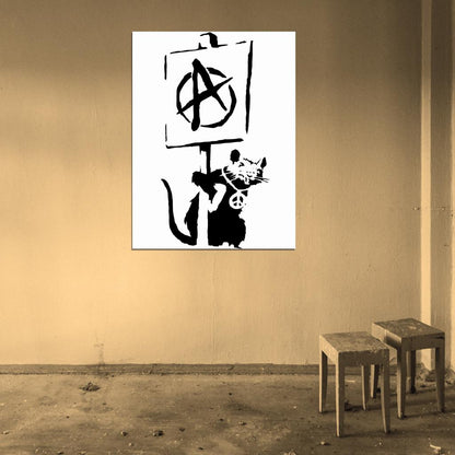 Banksy Rat Anarchy Pacifism Cool Graffiti Street Art Wall Art Print Poster