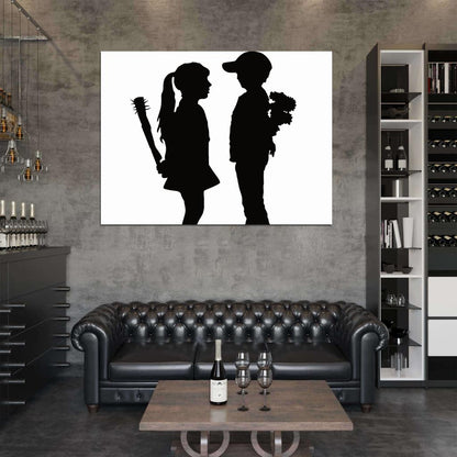 Banksy Boy and Girl Cool Graffiti Street Art Wall Art Print Poster