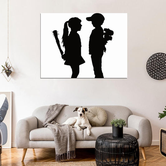 Banksy Boy and Girl Cool Graffiti Street Art Wall Art Print Poster