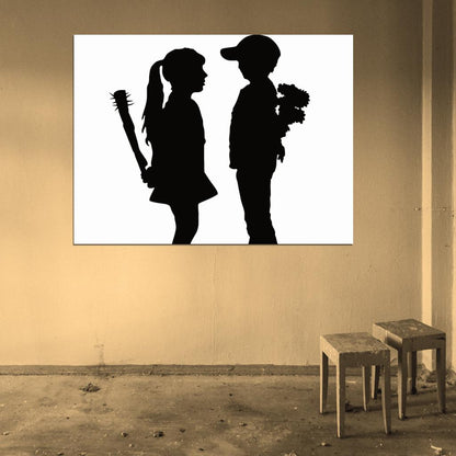 Banksy Boy and Girl Cool Graffiti Street Art Wall Art Print Poster