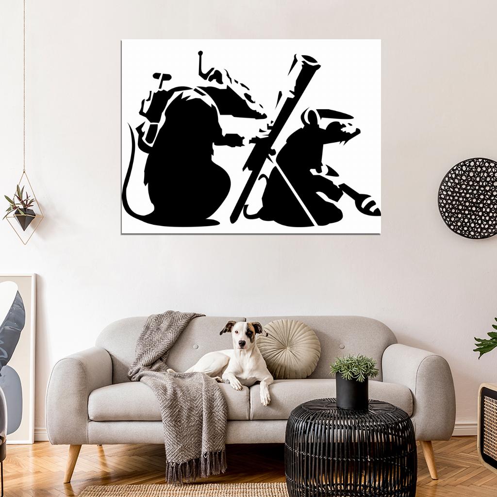 Banksy Saboteur Rats Weapons Cool Graffiti Street Art Wall Art Print Poster