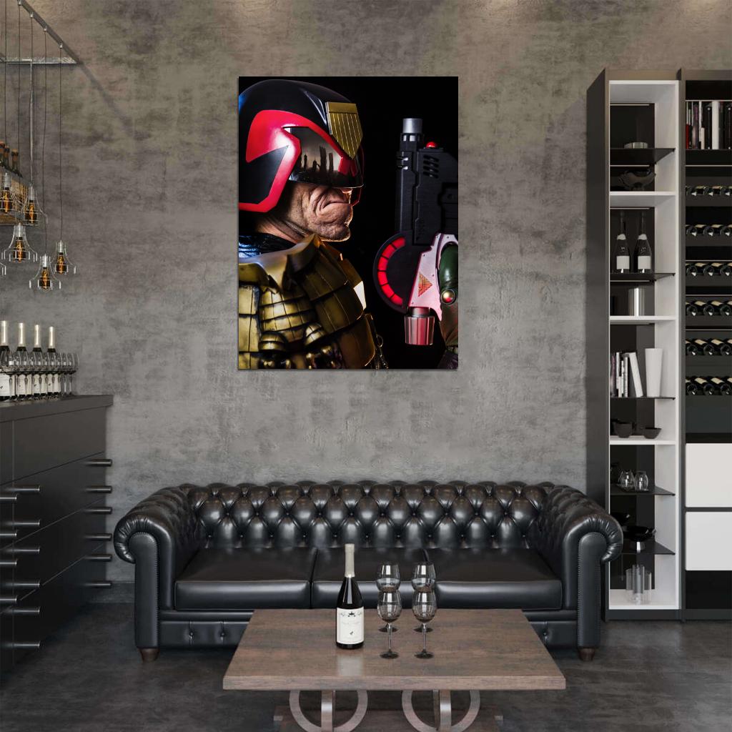 Judge Dredd Classic Comic Pistol Helmet Movie Art Wall Art Print Poster