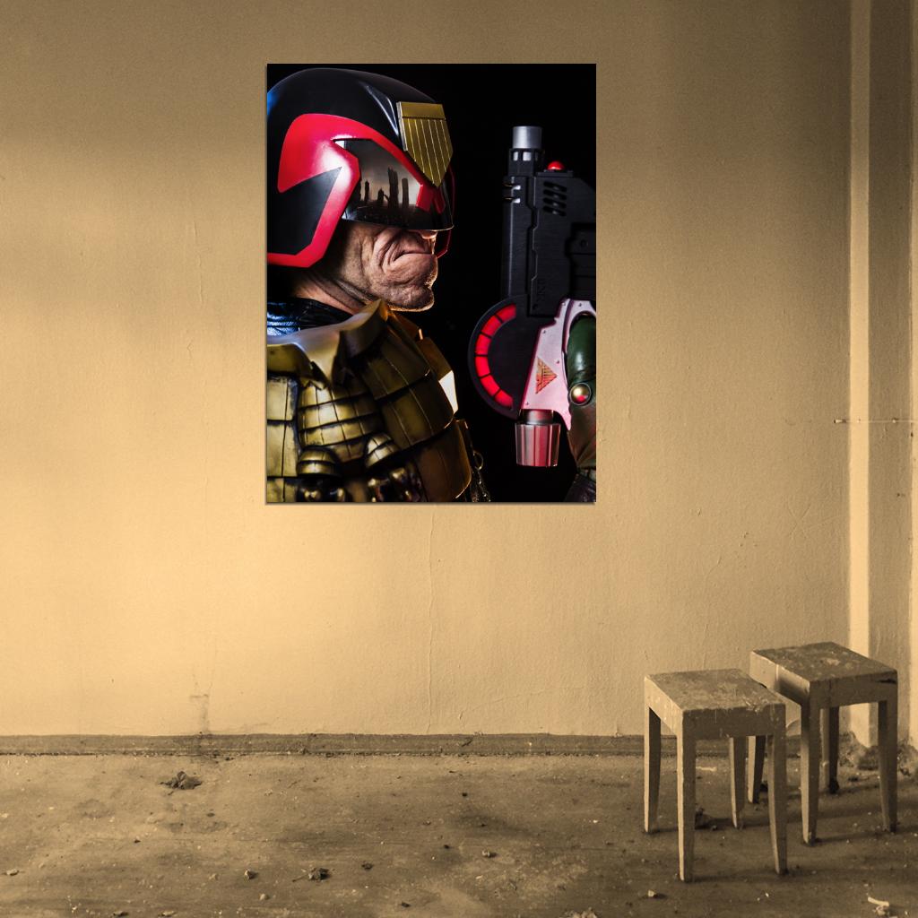 Judge Dredd Classic Comic Pistol Helmet Movie Art Wall Art Print Poster