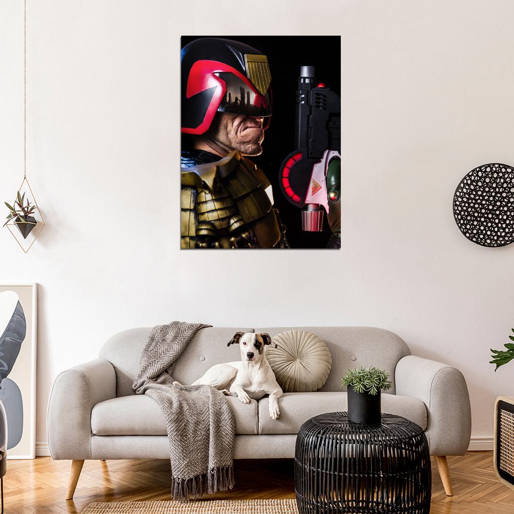 Judge Dredd Classic Comic Pistol Helmet Movie Art Wall Art Print Poster