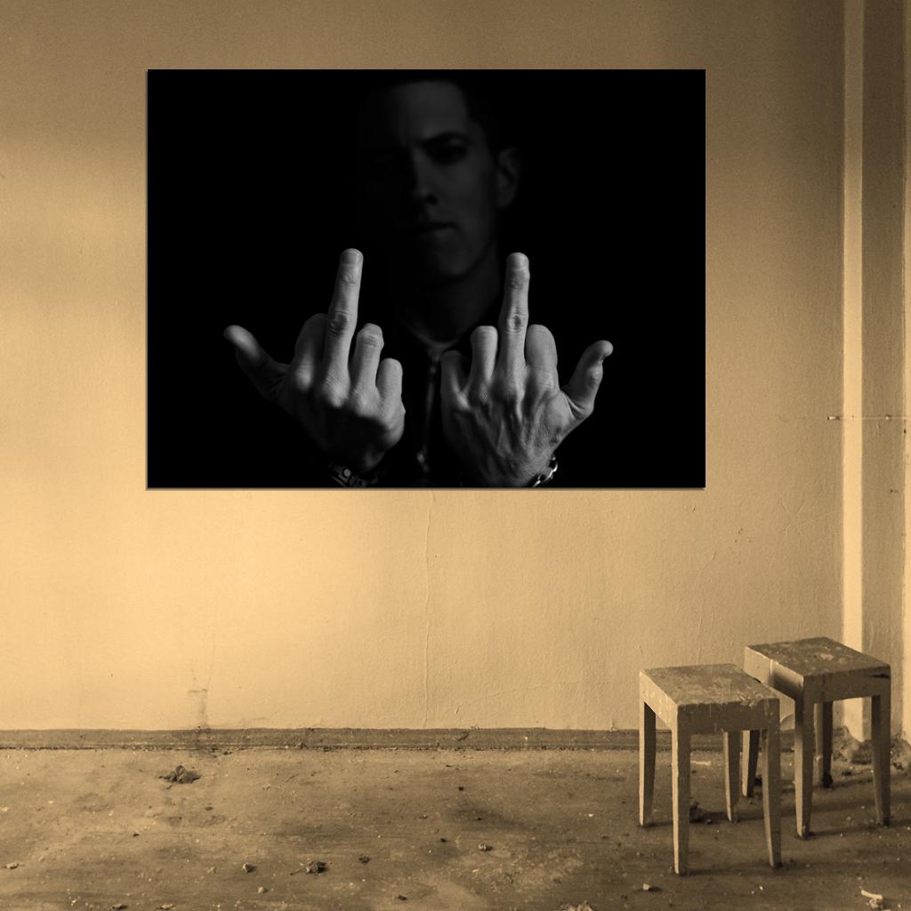 Eminem Finger Marshall Bruce Mathers III Rap Music Art Hip-Hop 2014 Wall Art Print Poster