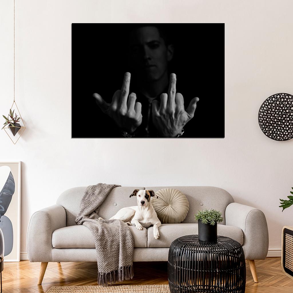 Eminem Finger Marshall Bruce Mathers III Rap Music Art Hip-Hop 2014 Wall Art Print Poster