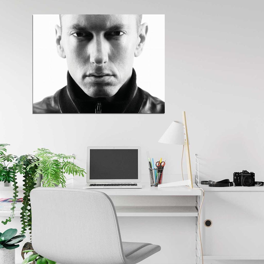 Eminem Portrait Face Marshall Bruce Mathers III Rap Music Art Hip-Hop 2014 Wall Art Print Poster