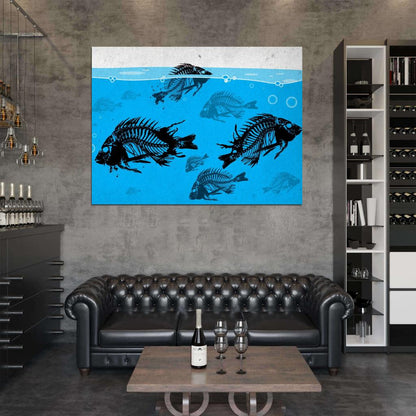 Skeleton Fish Bones Cool Fishing Art Wall Art Print Poster