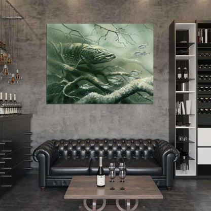Northern Pike Fishing Underwater Fish Nature Wall Art Print Poster